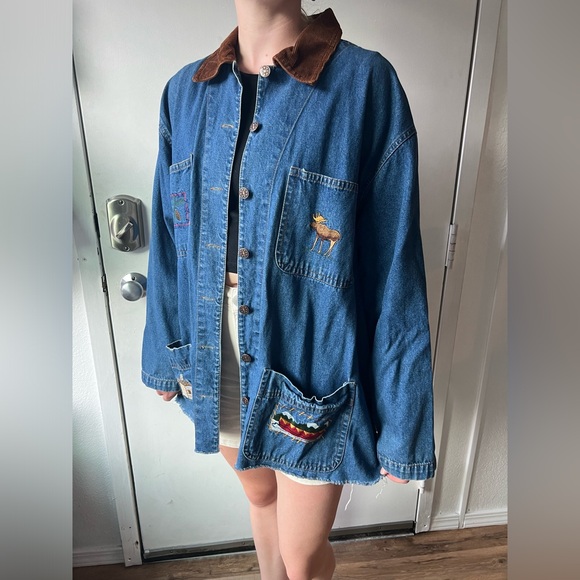 Casey Coleman vintage denim jacket corduroy collar - Picture 2 of 8